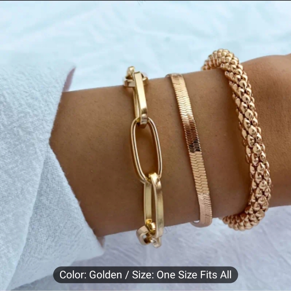 Elegant Gold and Rose Gold Bracelet Set